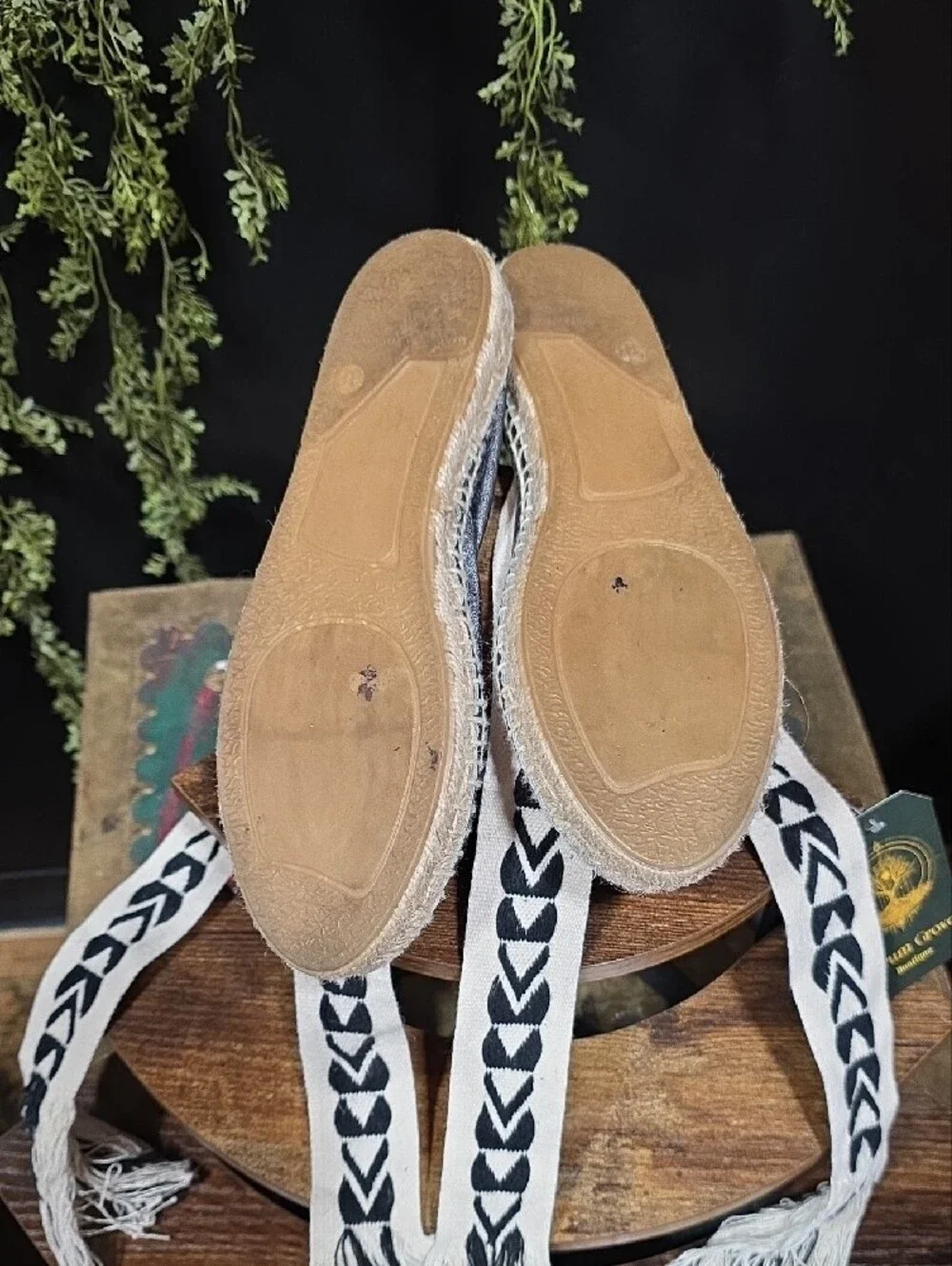 Free People Metallic Silver Espadrille Flats with Braided Ankle Wraps